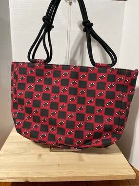 Farmhouse Is My Style Checkered Football Red Black Tote Handbag Purse